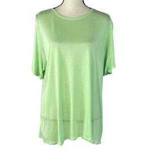 Alfani 0X-Large Top Stretch Short Sleeve Scoop Neck Semi-Sheer Lightweight Green